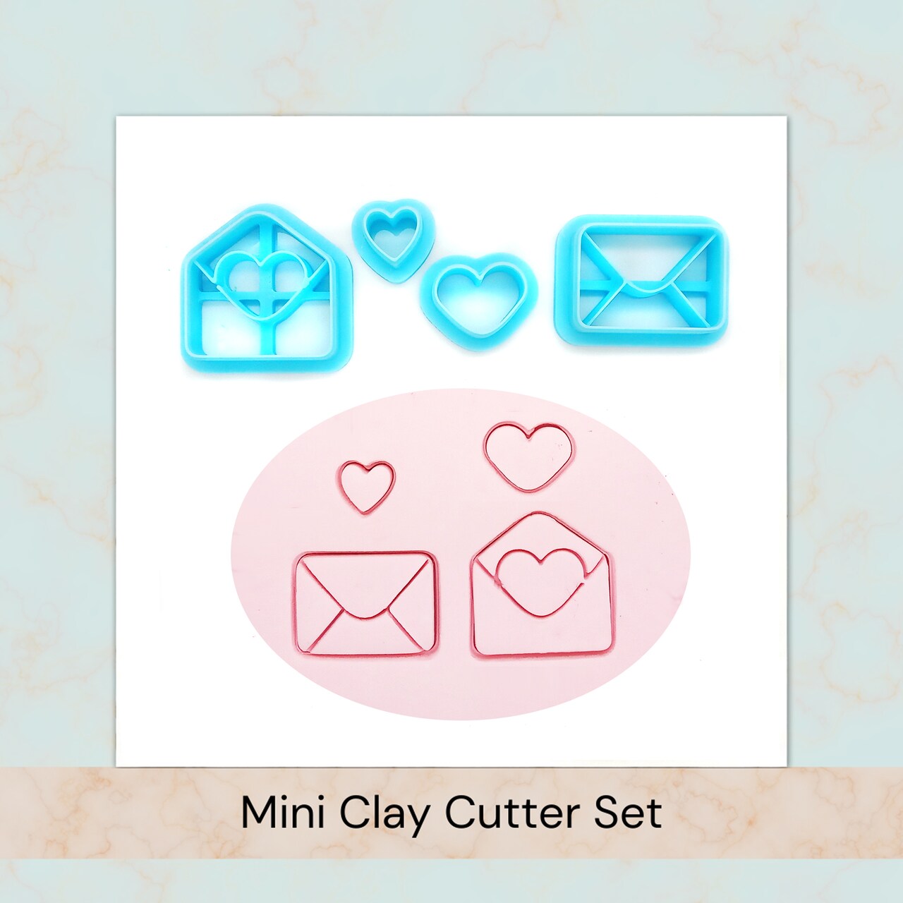 Love Letters Clay Cutter Set, Cute Mini Envelopes with Hearts, 4 pc, Adorabilities